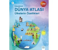 Çıkartmalı Dünya Atlası - Ülkelerin Özellikleri - Fiona Patchett - 1001 Çiçek Kitaplar