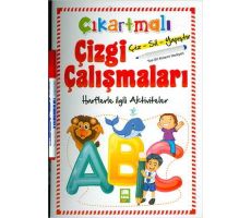 Çıkartmalı Çizgi Çalışmaları Harflerle İlgili Aktiviteler - Kolektif - Ema Çocuk