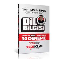 Yediiklim 2024 Tyt-Msü-Kpss Dil Bilgisi Tamamı Video Çözümlü 30 Deneme