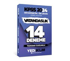 Yediiklim 2024 KPSS Ortaöğretim - Ön Lisans Vatandaşlık Tamamı Çözümlü 14 Deneme