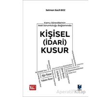 Kamu Görevlilerinin Mali Sorumluluğu Bağlamında Kişisel (İdari) Kusur