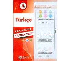 8. Sınıf Türkçe Çek-Kopar Yaprak Test - Kolektif - 4 Adım Yayınları