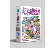 2 Süper Puzzle Nasrettin Hoca-Keloğlan 32 Parça - Kolektif - 0-6 Yaş Yayınları