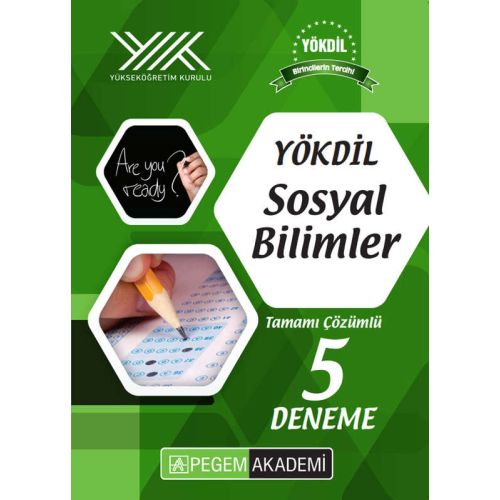 YÖKDİL Sosyal Bilimler Tamamı Çözümlü 5 Deneme - Komisyon - Pegem Akademi Yayıncılık