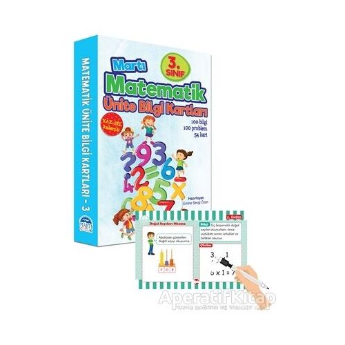 3. Sınıf Matematik Ünite Bilgi Kartları - Yaz Sil Kalemli - Emine Sevgi Özen - Martı Çocuk Yayınları