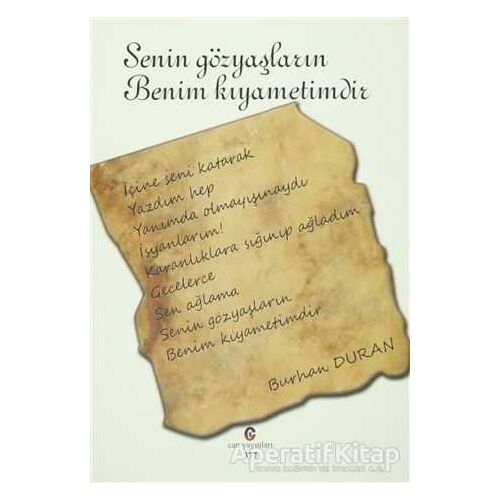 Senin Gözyaşların Benim Kıyametimdir - Burhan Duran - Can Yayınları (Ali Adil Atalay)