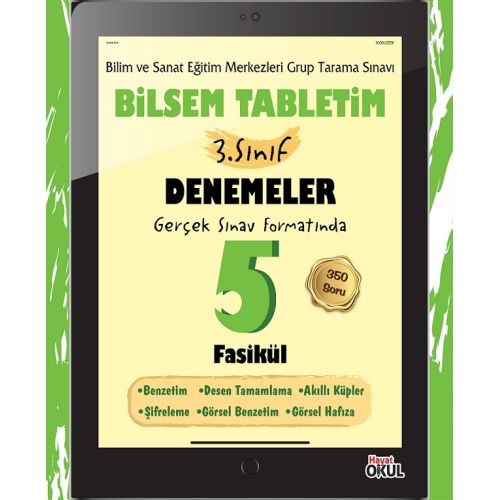 Bilsem Tabletim 3. Sınıf Denemeler 5 Fasikül - Elif Erdoğan - Hayat Okul Yayınları