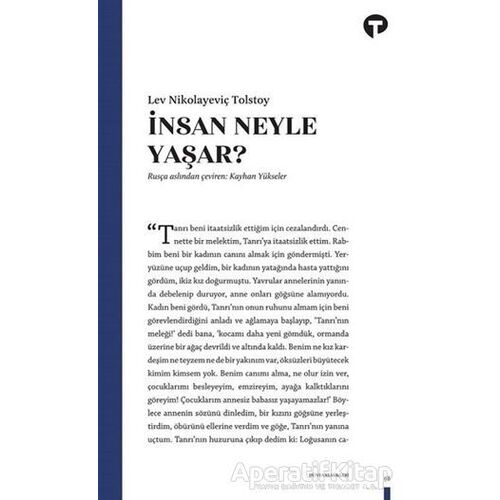 İnsan Ne İle Yaşar? - Lev Nikolayeviç Tolstoy - Turkuvaz Kitap