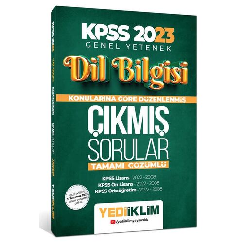 Yediiklim 2023 KPSS Dil Bilgisi Konularına Göre Tamamı Çözümlü Çıkmış Sorular