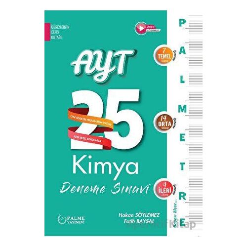 Palmetre Ayt Kimya 25 Deneme Sınavı - Kolektif - Palme Yayıncılık