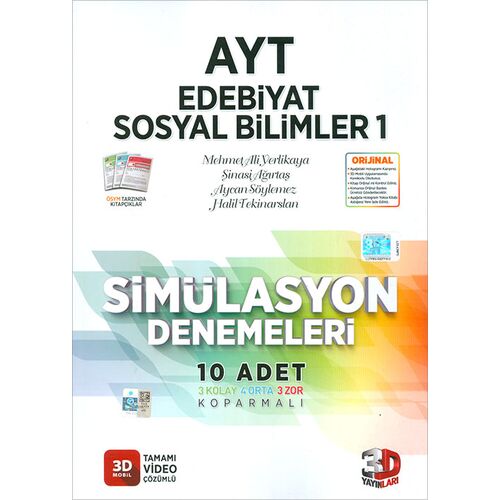 AYT Edebiyat Sosyal Bilimler 1 Simülasyon Denemeleri 3D Yayınları