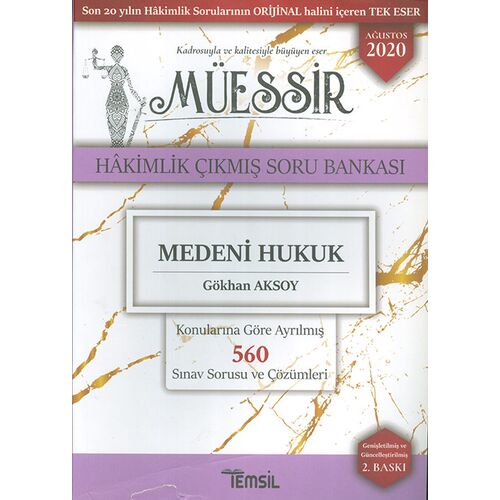 Müessir Medeni Hukuk Hakimlik Çıkmış Soru Bankası Temsil Kitap