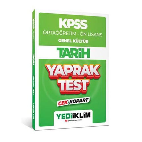 Yediiklim 2024 KPSS Lise Ortaöğretim Ön Lisans Tarih Çek Kopart Yaprak Test