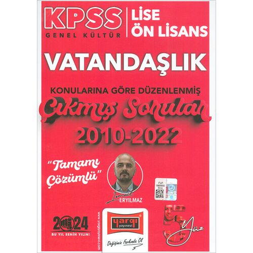 Yargı 2024 KPSS Lise Ön Lisans Vatandaşlık Konularına Göre 2010-2022 Çözümlü Çıkmış Sorular