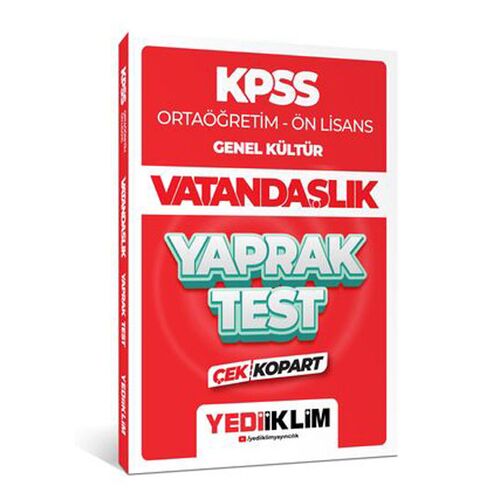 Yediiklim 2024 KPSS Ortaöğretim - Ön Lisans Genel Kültür Vatandaşlık Çek Kopart Yaprak Test