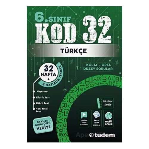 6. Sınıf Türkçe Kod 32 Tekrar Testleri - Kolektif - Tudem Yayınları