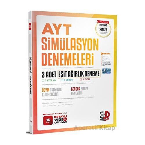 AYT Eşit Ağırlık 3lü Simülasyon Deneme 3D Yayınları