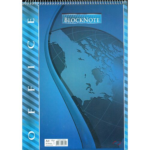 Office Bloknote A4 Boy 40 Yaprak Kareli Spiral Kapak Alfa Defter