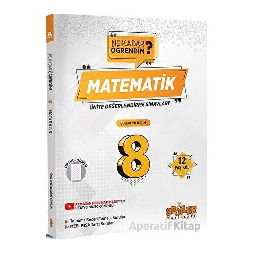 Spoiler Yayınları 8. Sınıf Matematik Ünite Değerlendirme Sınavları 12 Fasikül