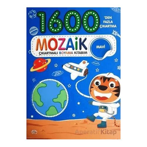 Mozaik Çıkartmalı Boyama Kitabı Mavi 1600den Fazla Çıkartma - Kolektif - 0-6 Yaş Yayınları
