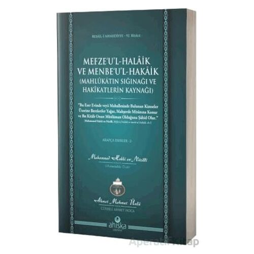 Mefzeul Halaik ve Menbeul Hakaik Arapça - Ahmet Mahmut Ünlü - Ahıska Yayınevi