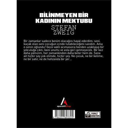 Bilinmeyen Bir Kadının Mektubu - Stefan Zweig - Cep Boy Aperatif Tadımlık Kitaplar