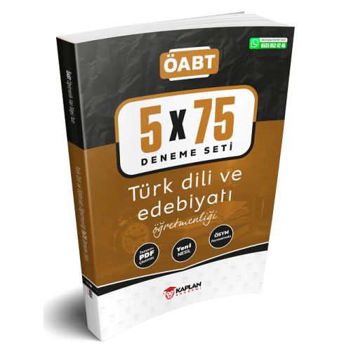 Kaplan Akademi 2021 ÖABT Türk Dili ve Edebiyatı Öğretmenliği 5x75 Deneme PDF Çözümlü