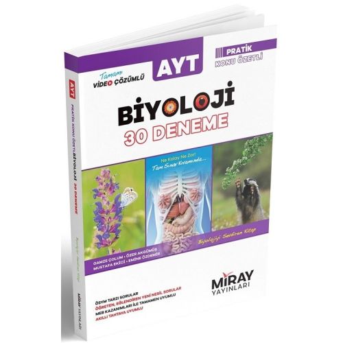 AYT Biyoloji 30 Deneme Video Çözümlü Miray Yayınları