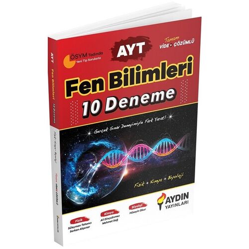 AYT Fen Bilimleri 10 Deneme Video Çözümlü Aydın Yayınları