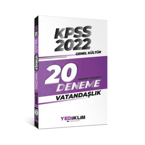 Yediiklim 2022 KPSS Genel Kültür Vatandaşlık Tamamı Çözümlü 20 Deneme Sınavı