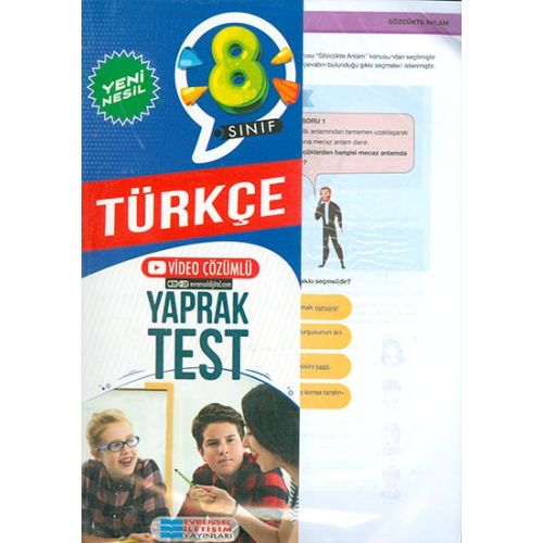 8. Sınıf Türkçe Video Çözümlü Yaprak Test - Kolektif - Evrensel İletişim Yayınları