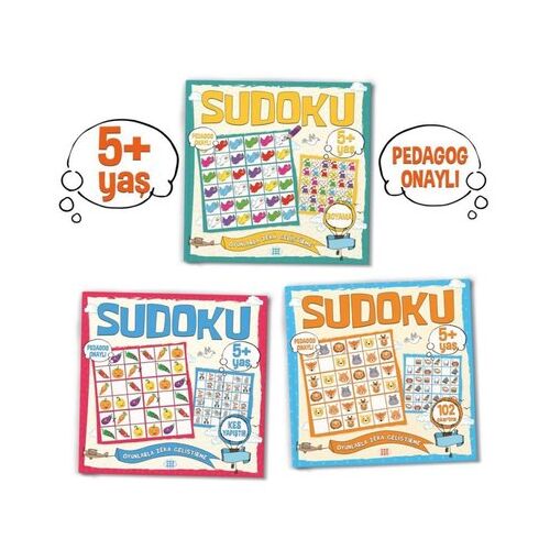 Çocuklar İçin Sudoku Seti (5+ Yaş) (3 Kitap Takım) - Kolektif - Dokuz Çocuk