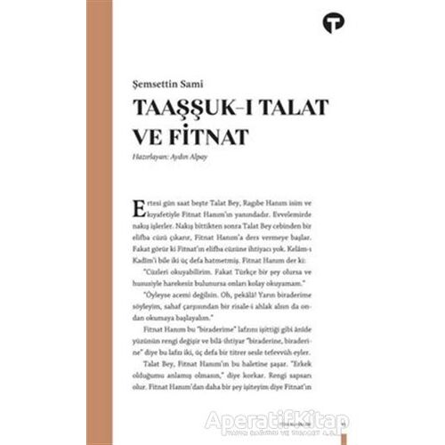 Taaşşuk-ı Talat ve Fitnat - Şemsettin Sami - Turkuvaz Kitap