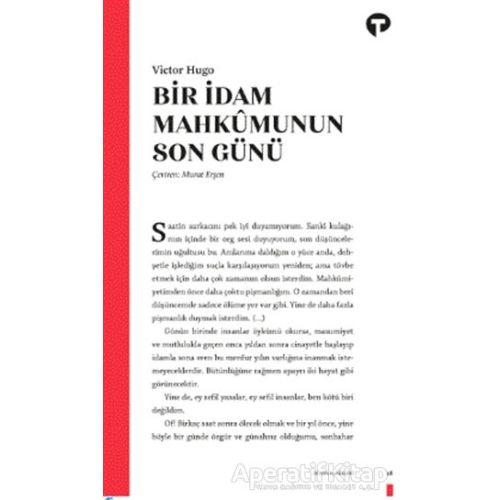 Bir İdam Mahkumunun Son Günü - Victor Hugo - Turkuvaz Kitap