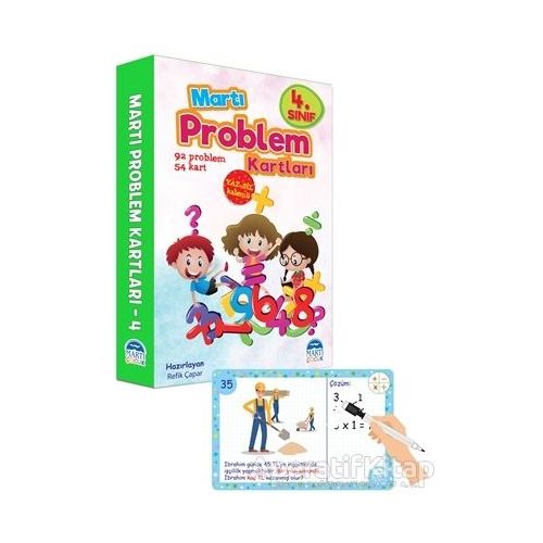 4. Sınıf Problem Kartları - Yaz Sil Kalemli - Refik Çapar - Martı Çocuk Yayınları