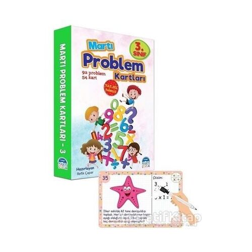 3. Sınıf Problem Kartları - Yaz Sil Kalemli - Refik Çapar - Martı Çocuk Yayınları