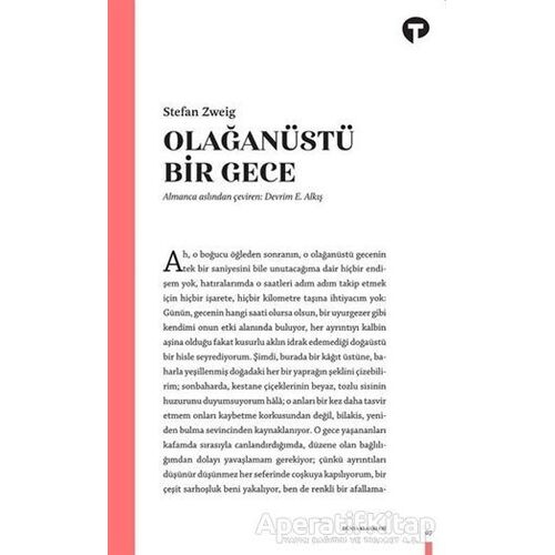 Olağanüstü Bir Gece - Stefan Zweig - Turkuvaz Kitap